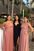 Wore this for a friends wedding and it was beautiful on. Normally I have trouble finding a dress that I dont have to take the bust in. This doesn't hug my tummy and is slimming. I would definitely purchase the same silhouette in the future - Stephanie G.