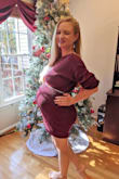My measurements listed are my normal measurements. I'm currently 28 weeks pregnant, 140 lbs and this is stretchy enough to fit perfect for my bump. A belt accentuates the curves. I think this would still fit well not pregnant. Highly recommend, especially for pregnant women! - Jessica M.