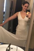 It's soo pretty and I almost chose it, but it's a bit too stretchy and I would have had to have it taken in to be nice and fitted. Also, I wasn't keen on the keyhole back; I prefer just a low back. But if you like it and the mermaid style with a mix of lace and minimalism, this dress is perfect for you! - Jessica P.