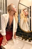 This blazer is so lightweight and perfect! Be a boss and prepare to have all eyes on you when you wear this piece! - Heather S.