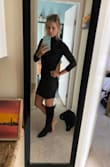 I love the idea of this dress for date nights and to pair with a coat and sexy boots but it just doesn't work well. This dress runs small and rides up with every step you take. The material is a thin single layer also so it is sheer between the legs, not that it shows underwear but it just gives it that scandalous cheap look. I don't think large sizes were available when I was in my return window (nor have I ever purchased a size large dress) so I just kept the medium but wish it was a different material so it didn't ride up so much. - Salena M.