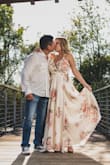 I bought this dress for my engagement pictures. I absolutely adore it. It fits well with and without a bra (even for a busty girl like me) I feel like a princess and my fiance loves it. I did end up getting it altered for my 5'3 height. I had about six inches cut off and added an additional modesty hook across my breasts so they too would be less revealing. - Ashley S.