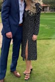 I wore this dress to a friend's wedding and received so many compliments! Was debating between the XS and S and glad I went with the XS! Sometimes long sleeves can be too short on me but it was perfect. Fabric is not as thick as I expected which made the dress more flowy! - Addi G.
