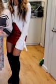 I feel like I'm usually a small in bottoms but I fit perfectly in the XS for this skirt. I wear it right above my belly button. Material is nice, not super luxury looking but also not super cheap looking. Would recommend for the price! - Rachel G.