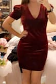 This dress is form fitting, but not so body-con that you could see my every flaw. Usually between and extra small and a small; I'm glad I went with the small. Not a super conservative dress, but definitely festive, comfortable, and fun. - Laura W.