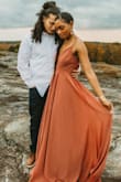 This dress is great quality. Comfortable flowing skirt. Adjustable straps.94% true to color. It was super heavier than what I expected, however this is a part of their bridesmaids dress collection, so it only makes sense that there's more fabric to work with. - Dajia T.