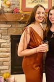 I was really excited to wear this jumpsuit for Thanksgiving and was hopeful it would fit me well enough--given that I'm tall and have curves. I would definitely recommend this for shorter ladies. It didn't fit me very well (I couldn't sit down very easily and had some issues with fit in booty and up front etc.) The spaghetti strap broke when I stood up suddenly too.
Overall, its a gorgeous material and color but once again I haven't found the perfect jumpsuit for taller ladies like me. Other than breaking the strap halfway through the night, I still enjoyed wearing it. - Elizabeth H.