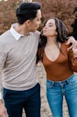 I wore this for my causal engagement shoot just as pictured!! Its form fitting and the perfect amount of bust! The orange is definitely more on the burnt UT Austin side than a sunny orange! Perfect fall color! - Kathy H.