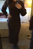 Love the color and sex appeal in this dress. Definite show stopper even though it covers everything. Goes to about my ankles length wise, and has plenty of stretch. - Kendra T.