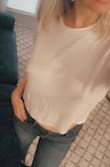 The material on the shirt is extremely soft and makes it very comfortable to wear with just about anything. Definitely recommend wearing a bra or a bralette underneath so your nipples don't show through. - Maegan T.