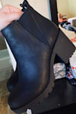 I have been searching for sooo long for a good chunky heeled bootie. So glad I stumbled upon these because they were exactly what I was looking for. The material is great and since it is vegan leather, they are naturally waterproof which makes them great for the fall/winter season. They also run very true to size. I wear a size 8, but I normally have to size up to an 8.5 for boots. These boots fit me perfectly in the size 8. Would definitely recommend! - Natalie B.
