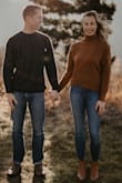 I chose this sweater for my engagement photos.  It is a beautiful camel color and fits nicely.  The material is really soft and isn't too tight. I like that the turtle neck was small so it didn't distract from the outfit.  It also is slightly cropped so it looks great with high waisted jeans.  I definitely recommend if you are looking for a nice loose fitting sweater. - Rochelle D.
