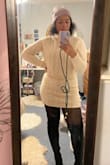 I absolutely love this sweater and skirt set. I wear the sweater by itself with jeans or leggings often. The color and fur are very flattering. Medium fits great. It is tighter on the bottom however, but that's because I'm curvier there. - Joelle H.