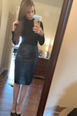 Love this skirt. It's got that black-pleather sheen I was going for. I'm between sizes, so it's too big in my waist, but fits everywhere else as expected. The material feels quality, but doesn't have much give so I don't know how going down a size would go for me, or at least sitting down in the next size down anyway. Impulse buy it. You're not gonna find another one of this quality for this price. - Lauren S.