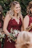 This was a beautiful bridesmaid dress, the length was a little long so I had it altered, but other than that it fit perfect! Beautiful color as well. I love it so much I hope there is another occasion I can wear it for! - Kasey C.