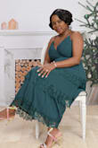 The quality of the dress is great. Fits really good, I still have on a little baby weight after giving birth at the end of September so under the bust was a bit tight for me. I took out family Christmas pictures in it and was just lovely. Its beautiful 100% recommend - Tia C.