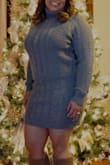 I absolutely love this sweater set! I sized down after reading the reviews and the fit was great!! I wore it for our family Christmas photo shoot. - Nellie B.
