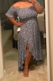 This dress looked really cute on and I kept it for sure but it was definitely a little too long in the back for me (could just be because I'm short, 5'3) and the top is that crinkled stretch elastic so unfortunately it's hard to tell what size would be best until you can try it on and see how stretchy it actually is. Being pretty busty, I went for the XL as I normally do but I could have definitely gone with the L and it would have been a better fit up top as well as a bit shorter in the back. - Tatiana C.