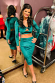 I wore this dress for a holiday event and received many compliments. The top was a little awkward with my larger chest but still worth purchasing. It wouldn't be good for dancing due to the length/tightness of the skirt at the knees.  So soft! I felt gorgeous! - Melissa V.