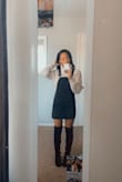 I've had my eye on these for a while & finally caved. I was worried they'd be too high for me with my lack of height, but they're perfect and a bit adjustable depending on the look you're going for. The only photo I have is from a low-quality sc video, but very happy with this purchase! - Jalyn B.