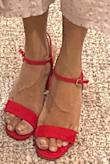 Stable heel, great color, fashionable to wear and right for the Christmas season. - Aarti D.
