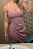 I really like this dress for the summer. It's pretty short and I'm only 5 feet tall so could be an issue for taller girls. The color is true to the image. You'll need to wear a bra with it, does not have built-in cups and the material is not thick. - Cassie M.