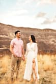 Beautiful dress! Worn with Marie Rusty Rose Suede Lace-Up Heels for engagement photoshoot. It fits perfectly in the right places while also being flowy in the right places. Not see through at all. I love the leg slit. I got so many compliments on the dress along with the entire outfit. - Elsa S.