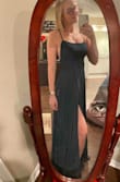 This dress is incredible! I have ordered from here before and usually get a medium but wanted a slimmer look so I got a small this time and it's perfect. The material is comfortable and flowy but also classy and sexy. I can't say enough about this dress! - Beth