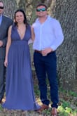 Dress was perfect to attend a wedding as a guest. It certainly was long, but being only 5'4" I assumed I would need to get it tailored and did have to hem it up 3". But the dress fit like a glove! Very flattering, wore it with sticky boobs and the top did move quite a bit so double sided adhesive tape is recommended for big booby gals. Truly tailored to every body shape/size. Felt slimming, hung perfectly with the weight of the dress. This dress will stay with me for years! Denim blue is the most beautiful blue hue!! Not bright but subtle, classy, went well with rosey nude shoes. - Moriah W.
