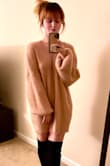 Color is true to picture. Even though it looks like there's tons of fuzzies it's still super soft on my sensitive skin. And it doesn't shed! The sleeves are very long and big but because of the tight cuffs they don't fall over my hands. Very thick and warm. I get tons of compliments. - Katie B.