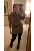 This is pretty comfortable, although the fabric is thin so it's not super warm. Looks really cute with leggings and boots. It runs a little loose but looks great with a belt.
My only complaint is that since the fabric is thin, my belt kind of tore up the dress around the waist the first time I wore it. Not terribly noticeable though. I still recommend it. Just not the best material - Lauren S.