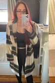 I couldn't stop thinking about this jacket when I first saw it, and ordered my original size S. When I got it I was a bit disappointed; it fit just a little too big to the point where I felt I'd be happier with it in an XS. It's MUCH better and now I am obsessed with it. So so SO soft and perfectly warm for me. Pictures show the difference between the small and extra small - Jen M.