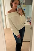 I cannot get over how cozy and cute this sweater is! Usually I don't love how off-the-shoulder tops ride up or fall down, but this sweater STAYS PUT! You can wear it one shoulder, off both, or even as a cowl neck, and it is SO cute! It's also surprisingly warm considering it's off the shoulder - perfect for a winter day in LA (sunny with a cool breeze) with jeans and boots. I got so many compliments, and will probably end up buying it again in other colors. - Natalie L.