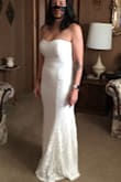 I ordered 4 dresses to try from Lulus and this was the one I went with!! It fit perfectly all around, including the length! My fiancé and I don't have an official date since we are eloping, so this works because I won't need any alterations. The only issue is this has very little support in the top. There's only boning along the sides, nothing in the front or back. It does have rubber all along the top, so I'm not worried about it slipping down. But for support I'll have to rely on a nice balconette bra and shape wear. Otherwise a pretty, classic, simple, elegant dress. I'm paring it with pearls and an ivory shrug, since our elopement will be a winter affair. - Andrea V.