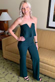 I LOVE this jumpsuit! I wore it for a rehearsal dinner party. I received so many compliments. I am 5'3 so it was very long. I had to get it hemmed. Very comfortable. - Kayla K.