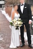 Wore this classic, elegant dress for our mini-wedding. I'm 5'3 and typically a size 4; after reading the reviews, I ordered the XS, which fit perfectly. The dress is double layered, and my "leading ladies" felt supported. Also, the back is no-fuss and lovely. 5 stars for this dress! - Scott S.