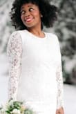 This dress was a stunner! I eloped in it and felt so beautiful!! So many compliments from family and friends once they saw photos. I did have to order a large after ordering a medium, this dress has zero stretch which is weird so factor that into your size decision. - Ayshia S.