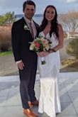 I ordered this dress fairly last minute for my "courthouse" wedding ceremony. I would say that I normally wear a 6 in dresses, but decided to order a 4 based on other reviews and we very happy with the fit! The only thing that was a little big were the straps, which had I had more time would have been very easy to alter. I also opted for a stick on bra to fill out the bust area. Otherwise, this dress fit perfectly and was beautiful and flattering. In general I wear a size 26-27 in jeans, a small in most tops, and a medium jacket (broad shoulders). While I am thin, I am not skinny by any means and definitely have wider hips & thighs. - Nickolena M.