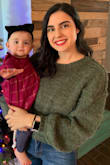 This is a must have sweater! I paired the sweater with jeans. It sits perfectly at your waist line. I normally wear a medium in shirts but because this is a bulkier sweater I sized down to a small and I am happy I did. I think it flatters your body better if you size down one. - Meagan W.