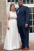 This dress fit great but did need a few alterations. I have a smaller waist and wider hips/butt. The sewed in slip needed a little extra material and the dress was extremely long (knew from other reviews prior to purchasing).  This dress was perfect for my special day. Lulus never disappoints! - Tracy T.