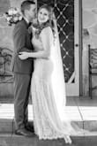 The bust line was a bit tight and flat to be a wedding dress (my opinion), but I had it altered to a deep V and added a jeweled belt and it was AMAZINGLY beautiful - Francesca S.