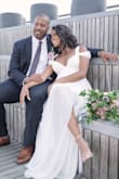 I ordered this as a wedding dress which worked out perfectly. The M ended up having a better fit. This dress could be accessorized different ways depending on personal style. Also, this dress is baby bump friendly. - Jocelyn T.