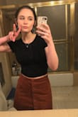 I love this skirt! As everyone else mentioned, it runs a bit large (I'm usually a small but the XS fit perfectly). I'm also wearing the "Gotta Have It Washed Black Crop Top" in small and "Reagan Silver Earrings," both from Lulus. I think these pieces all look really nice together :) - Trina D.