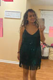 If you're a curvy girl get a bigger size. I'm usually a medium but this was fit tight. Right when I took it out of the bag, before I wore it, the sequins were coming off, which I wasn't happy about. I had it all over the floor. - Ashley F.