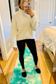 I am a huge fan of turtle necks and this sweater is super cute!! Just not quite what I was hoping for. I am usually a small but I got an XS because i didn't want it to be too oversized but now I'm thinking maybe the small would've been good. Maybe if the sweater was cropped it would look better on me (I'm 5 feet and have a short torso). Considering giving it to my niece but I love the cut/style of the turtle neck so maybe I'll just bring it to a tailor and make it cropped. - Shital P.