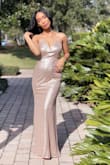 I purchased this dress for an event and it looked STUNNING on me! I'm 5'4 and wore a 4 inch heel with it and it fit PERFECTLY - Jessica T.