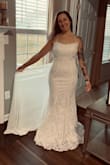 I am having a destination wedding in St Lucia and I wanted to have a "trash the dress" photo shoot afterwards in the ocean. I bought this dress among others from Lulus. Once I put this one on, I felt so much like a bride! The material is a little heavier than I wanted for a beach wedding, however, the fit and the back of the dress is a show stopper (especially for this price point). I was apprehensive to order dresses online but their return shipping is so easy. This dress makes me excited for my big day in paradise! - Anna M.