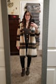 This coat is so cute! It's light but warm and is such a great staple coat to have forever. It definitely runs a bit large and the sleeves are long, but I'm petite so that's expected. When you close the coat with the button, it doesn't really give you a waist since it's an oversized coat, so it definitely looks better open and it's great with bulky sweaters. Overall I'm obsessed! - Rachel T.
