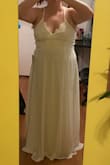 Love this dress, and it might become my wedding dress. It's very long (would need to get it shortened in flats, might be perfect in heels). Fabric is beautiful and feels luxurious, chunky lace on top and very flowy skirt. Consider this dress if you have my body type. - Marte V.