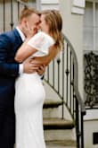 This dress was beyond perfect for my elopement. The material has a stretch to hug you in a way that looks great. It's usually impossible for me to wear backless dress, so much so that I almost didn't order this dress, but I was able to discretely tape my boobs. - Mckenzie K.